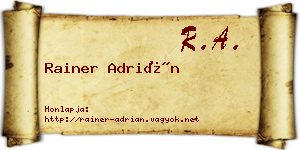 Rainer Adrián névjegykártya