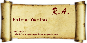 Rainer Adrián névjegykártya